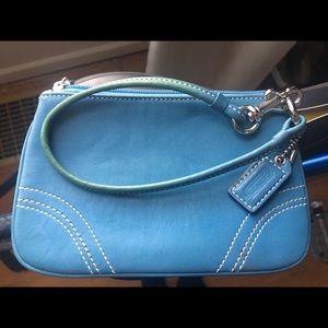 authentic blue COACH wristlet